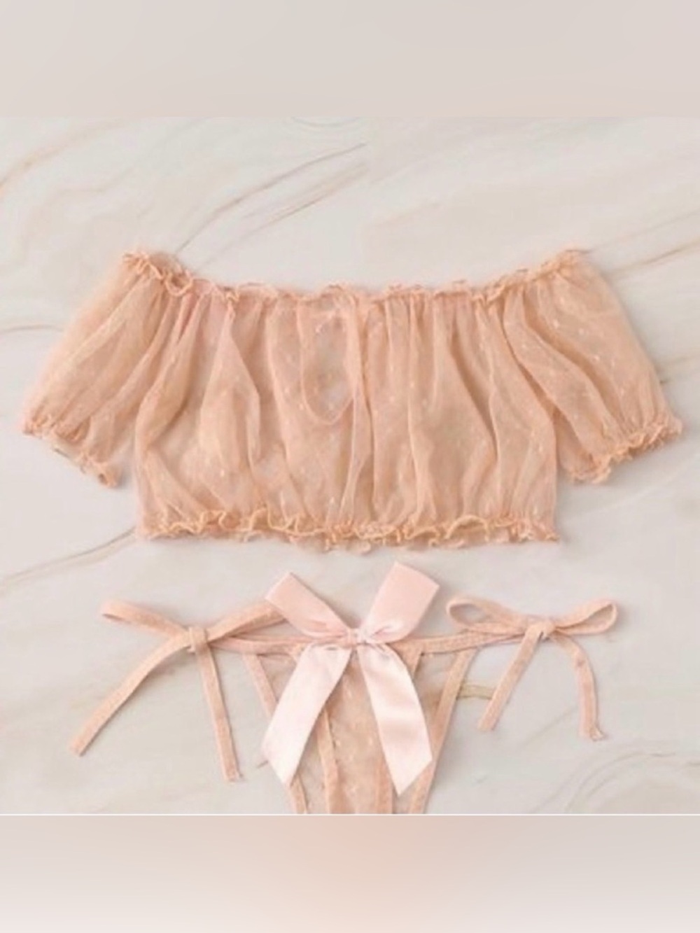 SHEIN mesh top in peach